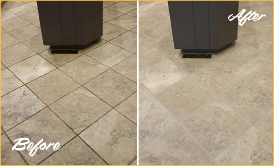 Before and After Picture of a Irvine Kitchen Floor Cleaned to Remove Stains