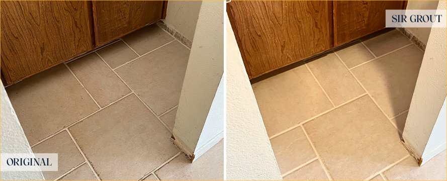 Floor Before and After a Remarkable Grout Cleaning in Santa Ana, CA