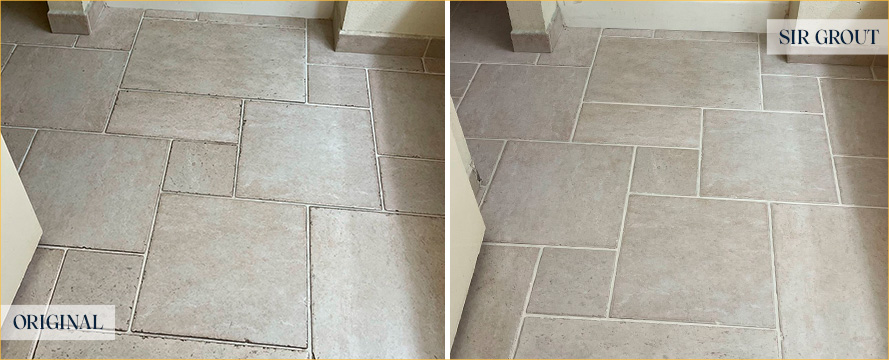 Floor Before and After a Superb Grout Cleaning in Santa Ana, CA