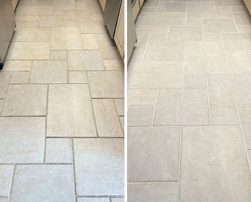 Floor Before and After a Grout Cleaning in Santa Ana, CA