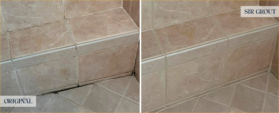 Shower Before and After a Superb Grout Cleaning in Fullerton, CA