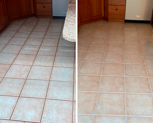 Floor Before and After a Grout Cleaning in Tustin, CA