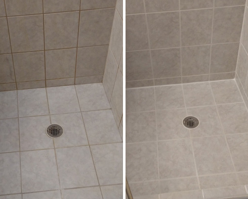 Shower Before and After a Grout Cleaning in Anaheim, CA