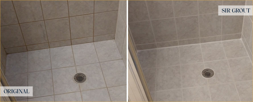 Shower Before and After a Flawless Grout Cleaning in Anaheim, CA
