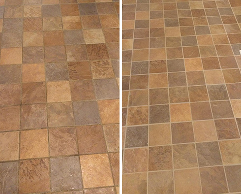 Ceramic Floor Before and After Our Tustin Grout Cleaning Service