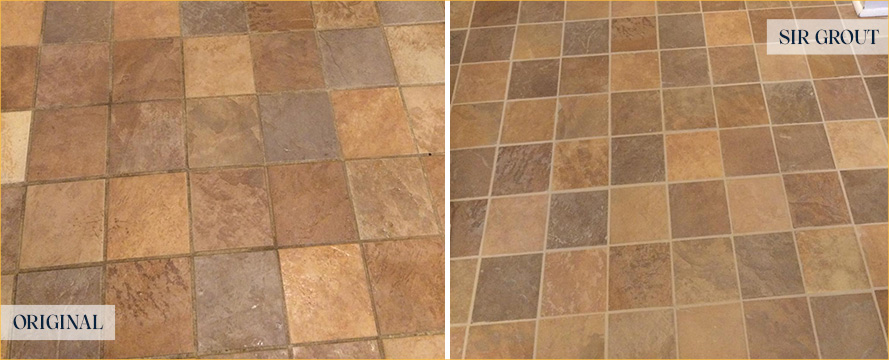 Ceramic Floor Before and After Our Tustin Grout Cleaning Service