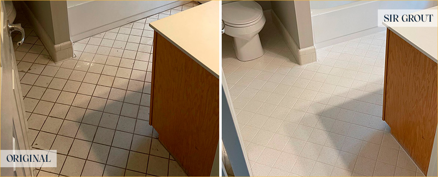 Kitchen Floor Before and After a Flawless Grout Cleaning in Anaheim, CA