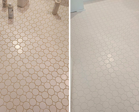 Floor Before and After a Grout Sealing in Mission Viejo, CA 