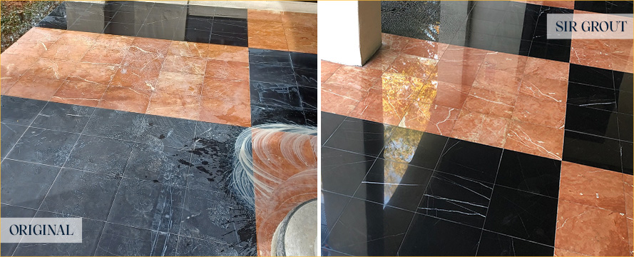 Floor Before and After an Excellent Stone Polishing in Tustin, CA