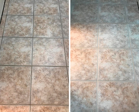 Floor Before and After a Grout Cleaning in Mission Viejo, CA 
