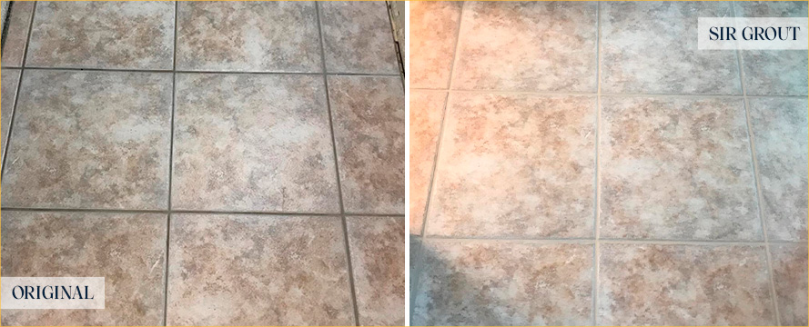 Floor Before and After a Superb Grout Cleaning in Mission Viejo, CA