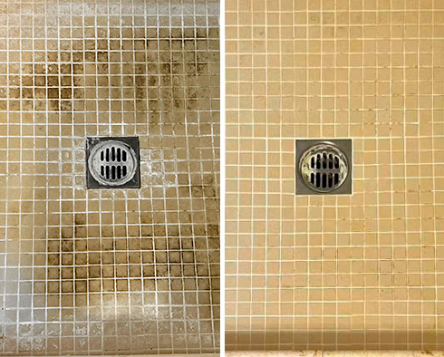 Shower Before and After a Tile Cleaning in Orange, CA