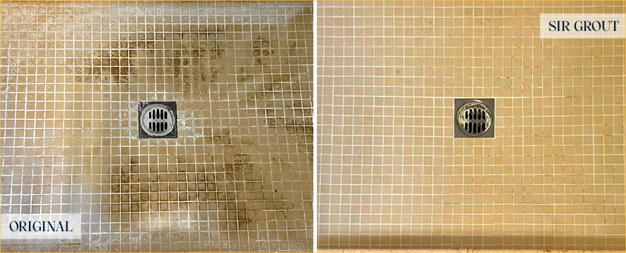Shower Before and After a Flawless Tile Cleaning in Orange, CA