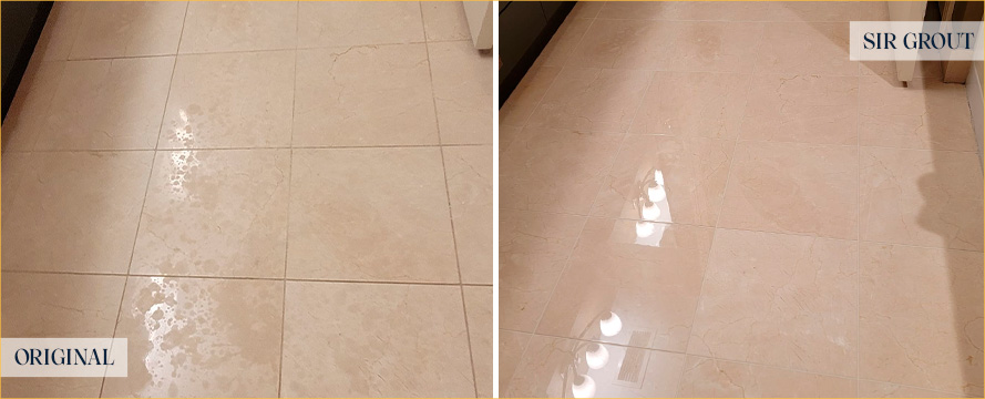 Floor Before and After an Excellent Stone Polishing in Tustin, CA