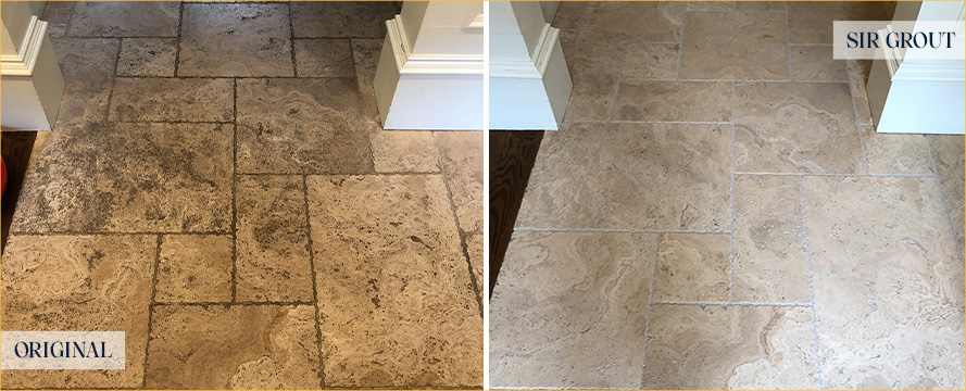 Travertine Floor Before and After a Stone Cleaning in Tustin