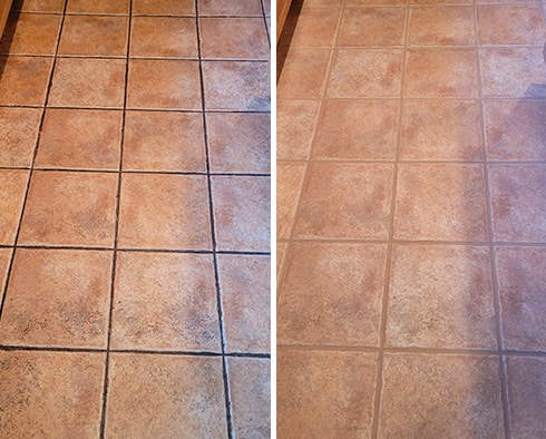 Floor Before and After a Grout Sealing in Newport Beach, CA