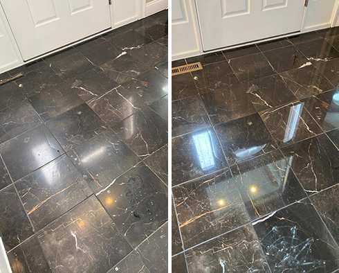 Marble Floor Before and After Our Anaheim Stone Polishing Service
